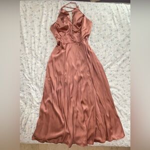 David's Bridal Satin Gown In Salmon